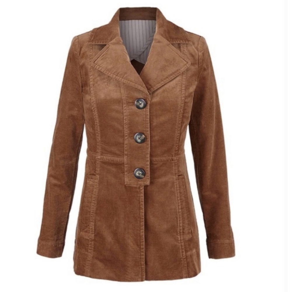 CAbi Journey Jacket Brown Corduroy Jacket Womens Size Small